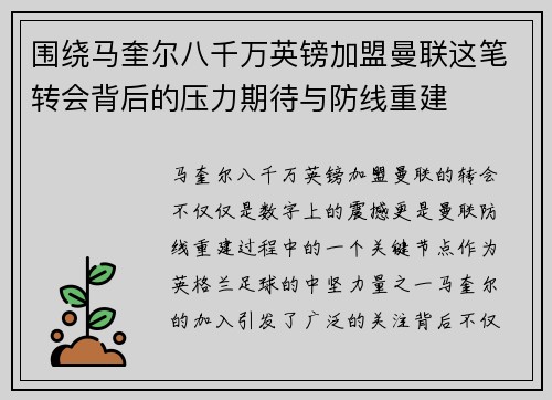 围绕马奎尔八千万英镑加盟曼联这笔转会背后的压力期待与防线重建